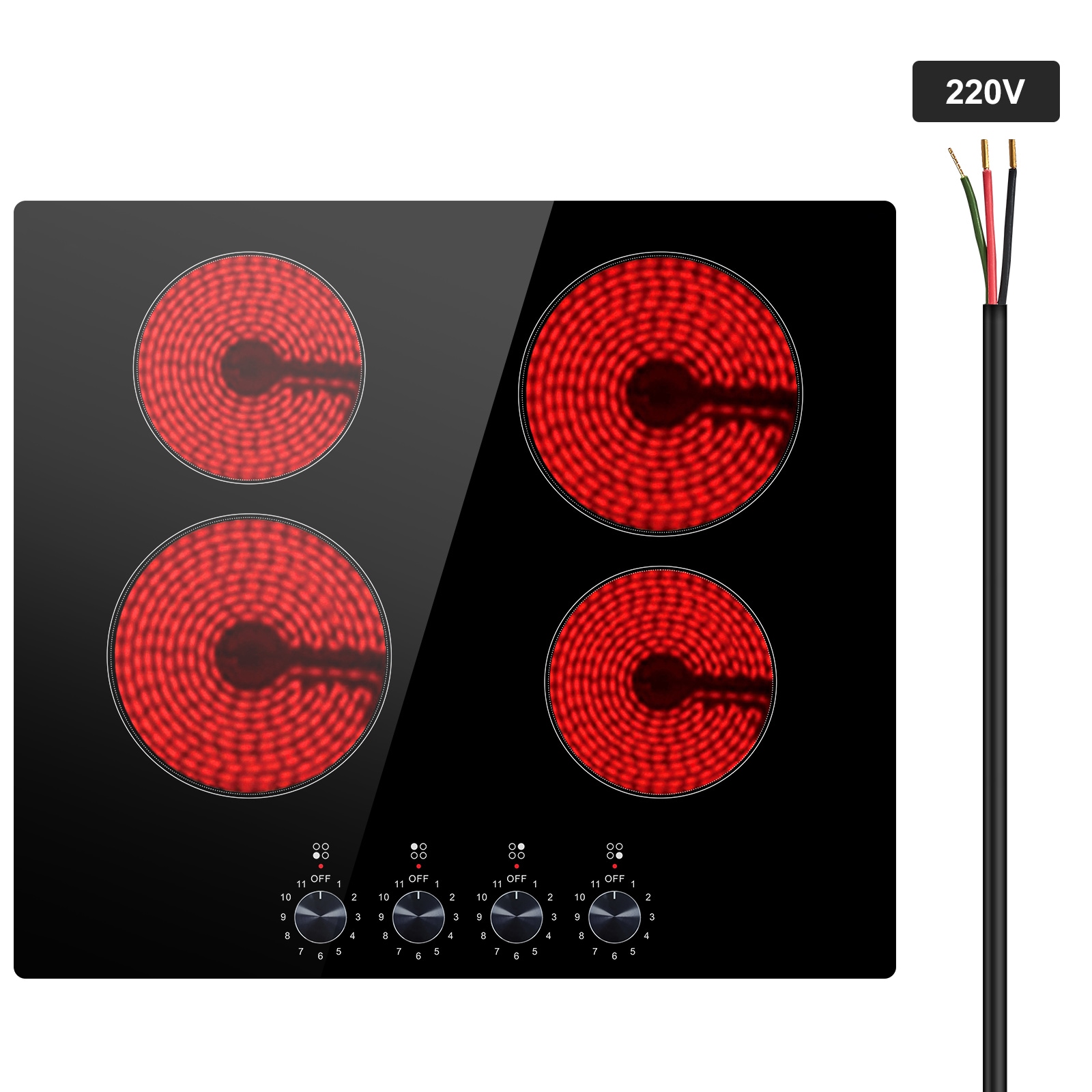 Built-in Electric Radiant Ceramic Cooktop With 4 Cooking Zones_voghion.com